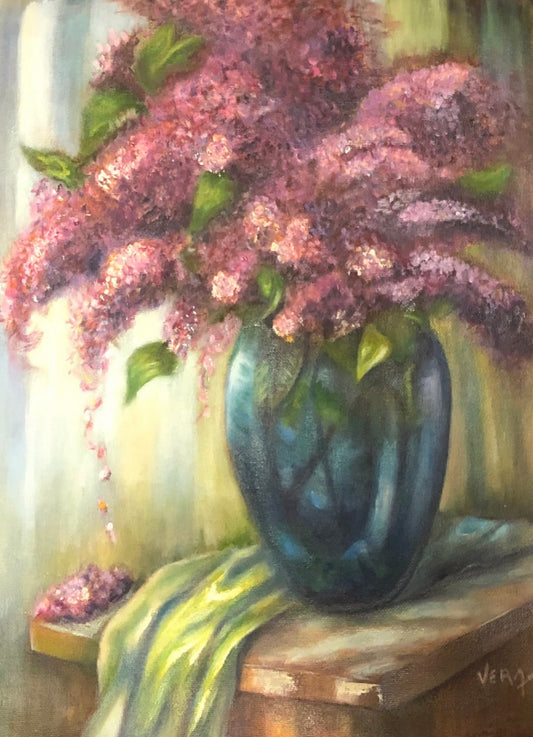 Vase of Sophisticated Purple Flowers